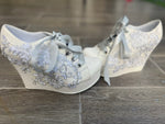 Zapato de novia o quinceñaera hueso con glitter REMATE