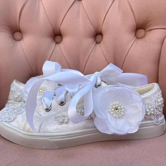 Zapatos tenis de encaje para primera comunion o boda