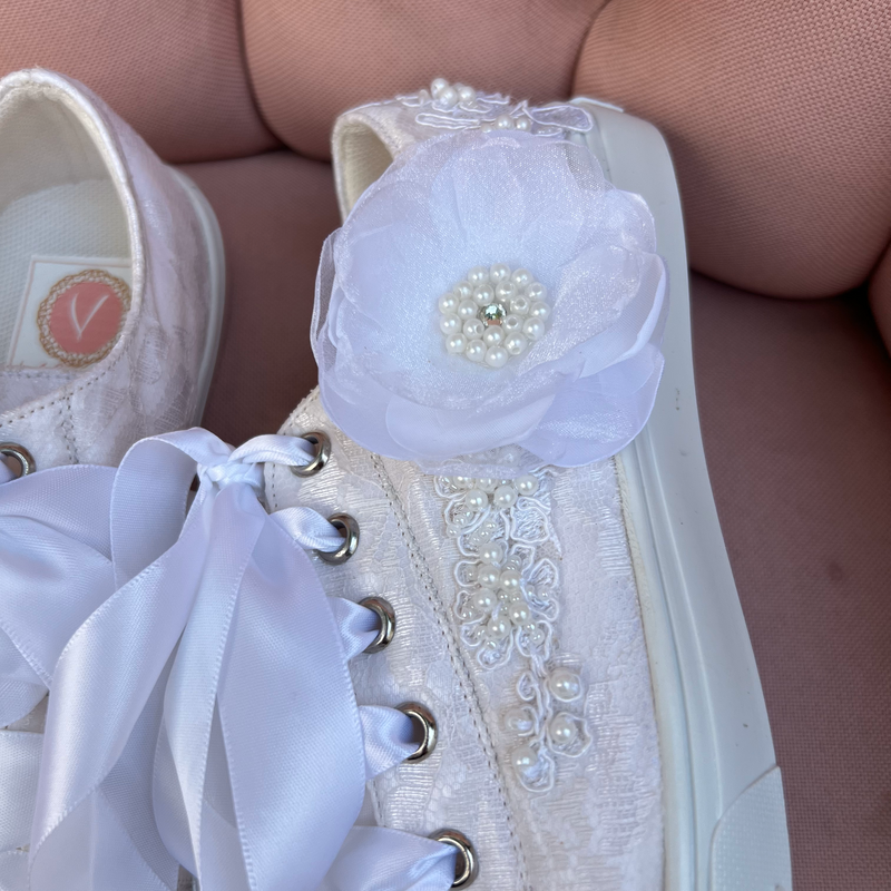 Zapatos tenis de encaje para primera comunion o boda