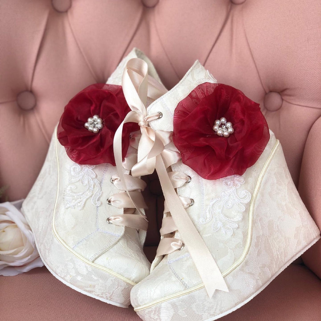 Zapatos de plataforma para boda, quinceañera en encaje – Valenta Zapatos