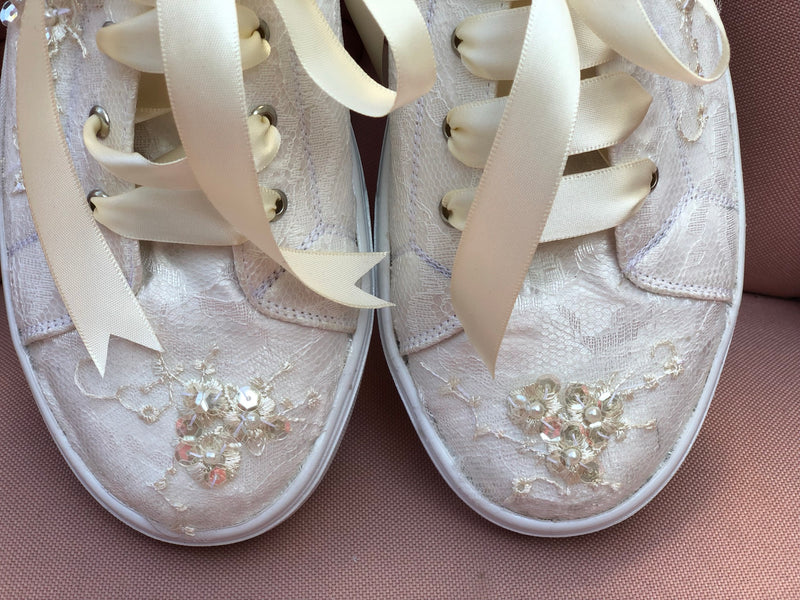 First communion and wedding tennis shoes in lace