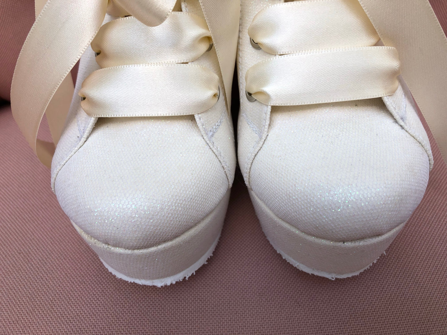 Ivory glitter bridal or wedding tennis shoes